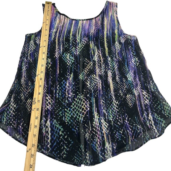 Aqua Womens Sz Xs Open Back Sheer Colorful Tank Top Purple Green Blue Vibrant - Picture 7 of 8